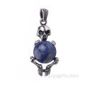 Crâne pendentif Lapis Lazuli, perles en cristal de guérison